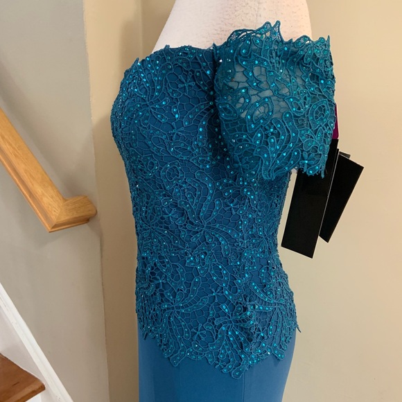 MGNY 71517 teal dress size 4 & 14 - Picture 4 of 8